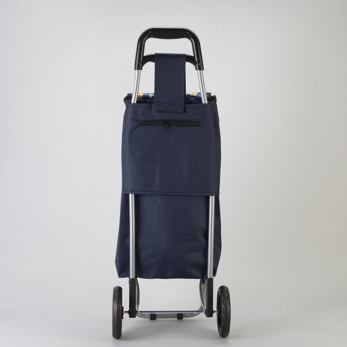 Сумка хозяйственная на колёсах «Цветы» , отдел на шнурке, нагрузка до 15 кг, цвет синий