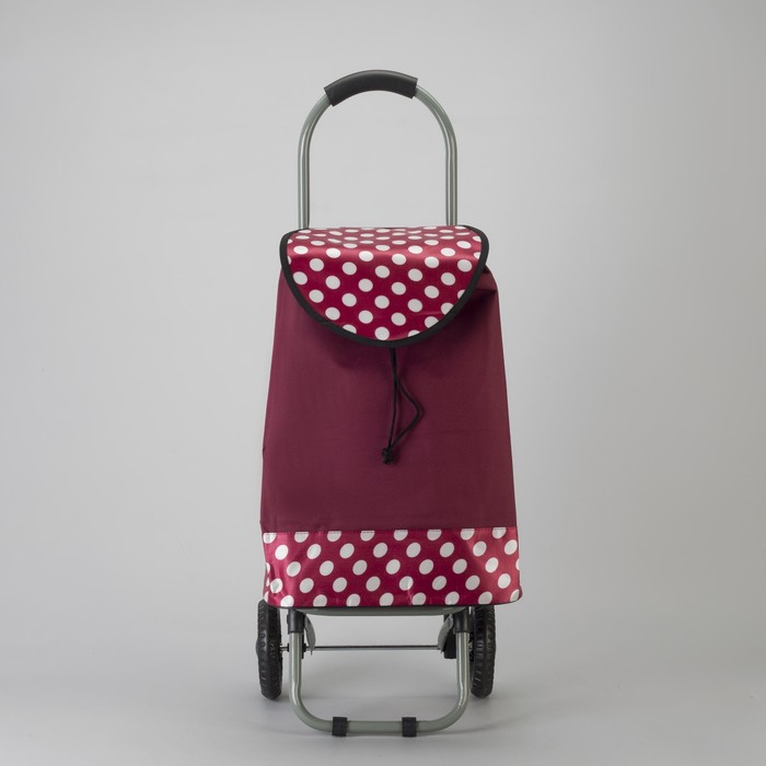 Сумка хозяйственная на колёсах «Горох», отдел на шнурке, нагрузка до 15 кг, цвет бордовый