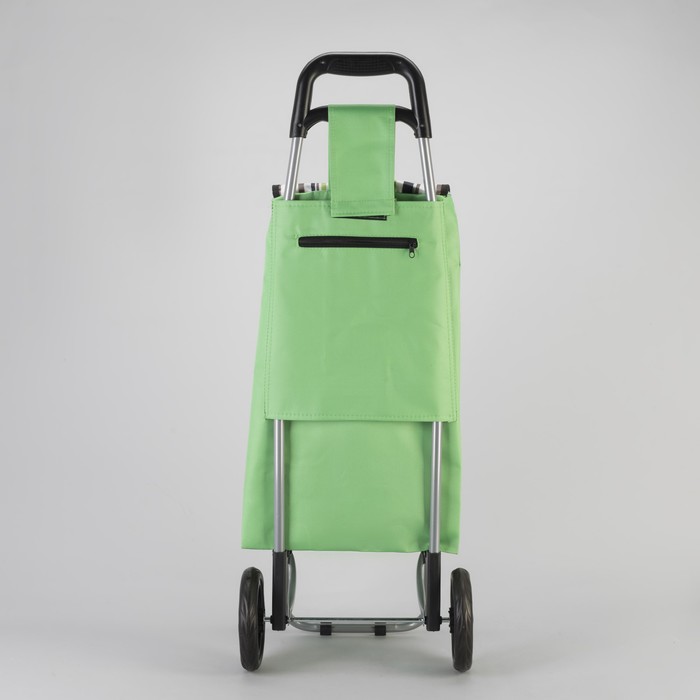 Сумка хозяйственная на колёсах «Полоска», отдел на шнурке, нагрузка до 25 кг, цвет зелёный