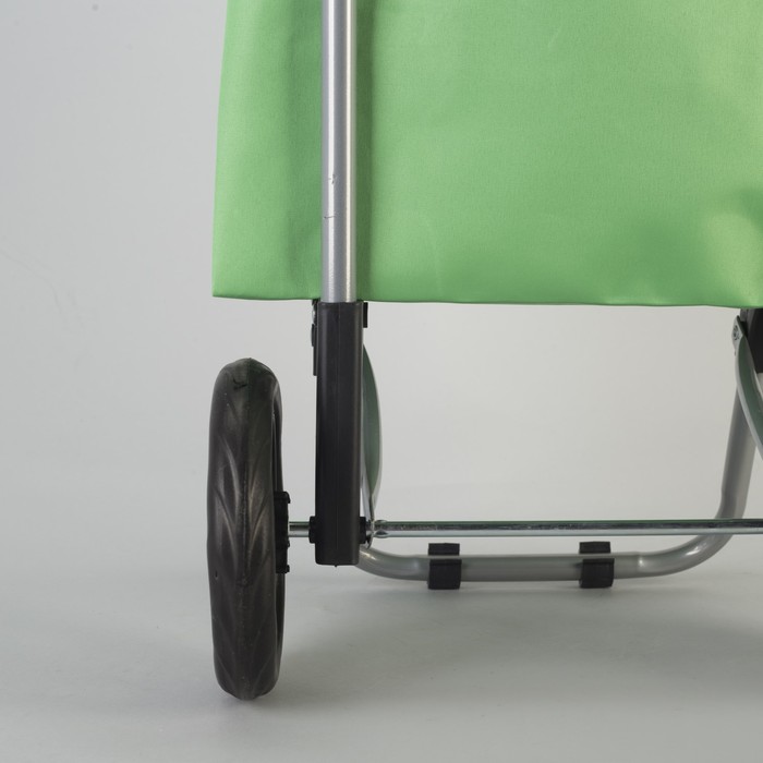 Сумка хозяйственная на колёсах «Полоска», отдел на шнурке, нагрузка до 25 кг, цвет зелёный