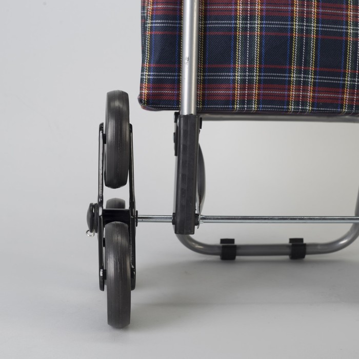 Сумка хозяйственная на колёсах «Клетка», отдел на шнурке, наружный карман, 6 колёс, нагрузка до 20 кг, цвет синий