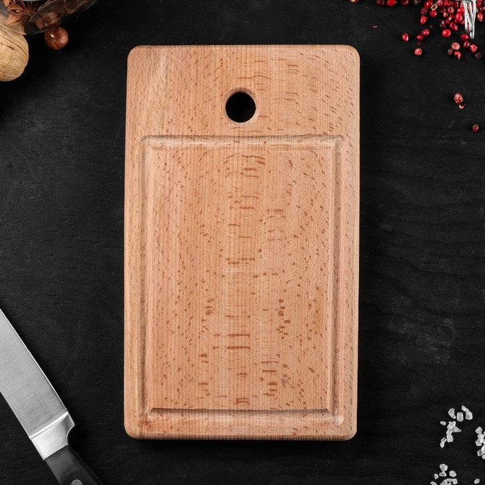 Доска разделочная, прямоугольная, с подвесом, массив бука, 25 х 15 см