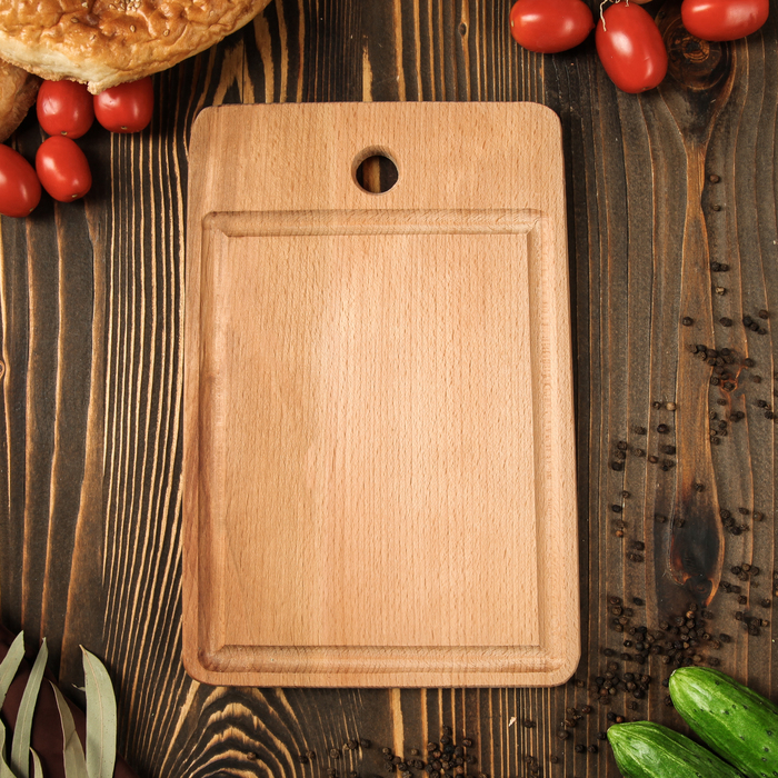 Доска разделочная, прямоугольная, с подвесом, массив бука, 30 х 20 см