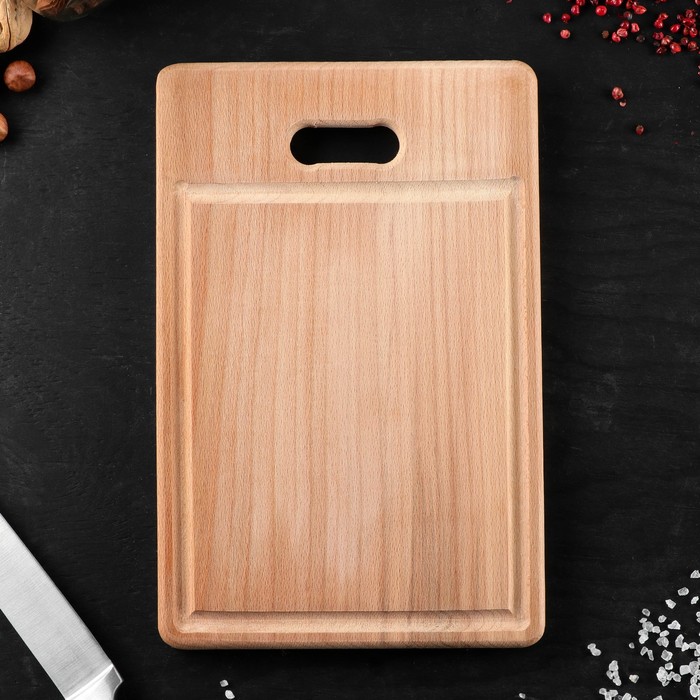 Доска разделочная, прямоугольная, с ручкой, массив бука, 30 х 20 см