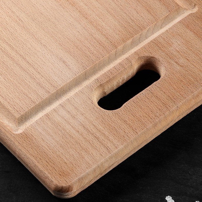 Доска разделочная, прямоугольная, с ручкой, массив бука, 30 х 20 см