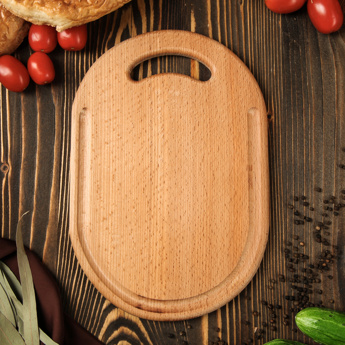 Доска разделочная, овальная, массив бука, 30 х 20 см
