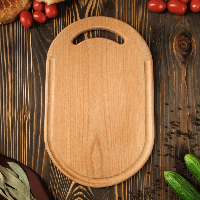 Доска разделочная, овальная, массив бука, 40 х 25 см