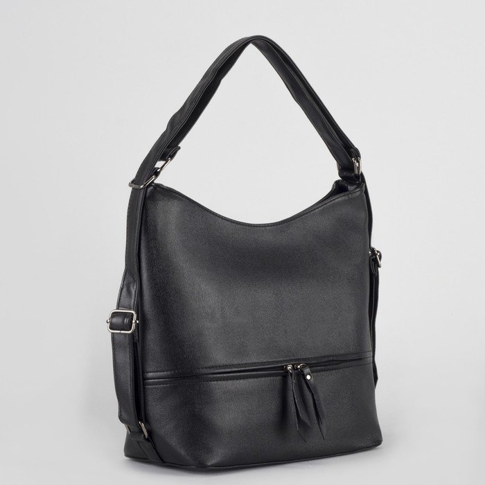 Сумка-рюкзак, отдел на молнии, 2 наружных кармана, цвет чёрный