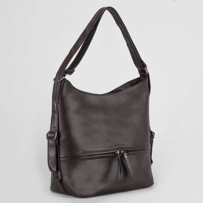 Сумка-рюкзак, отдел на молнии, 2 наружных кармана, цвет кофе