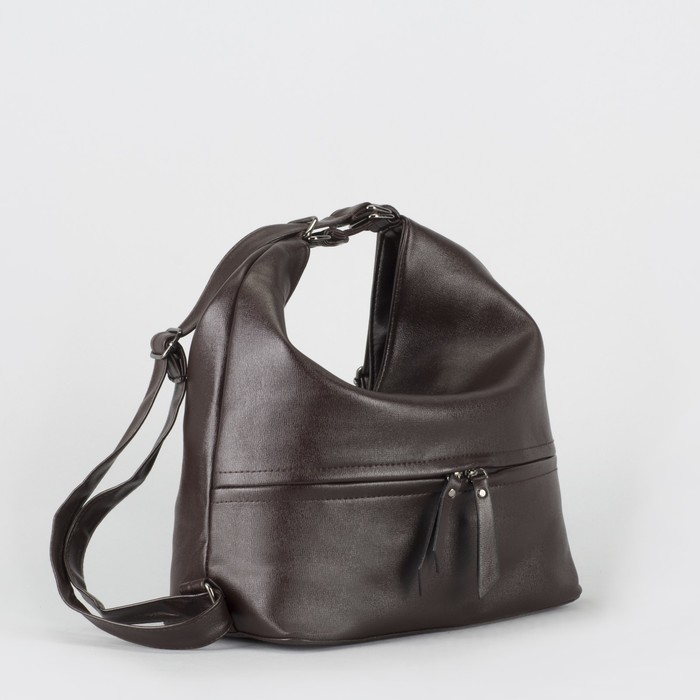 Сумка-рюкзак, отдел на молнии, 2 наружных кармана, цвет кофе