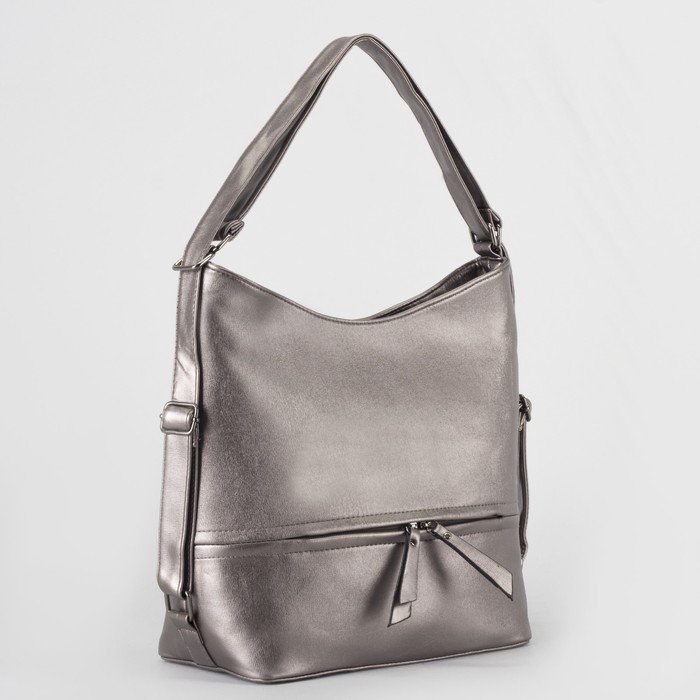 Сумка-рюкзак, отдел на молнии, 2 наружных кармана, цвет серебристый