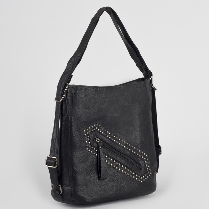 Сумка-рюкзак, отдел на молнии, 2 наружных кармана, цвет чёрный