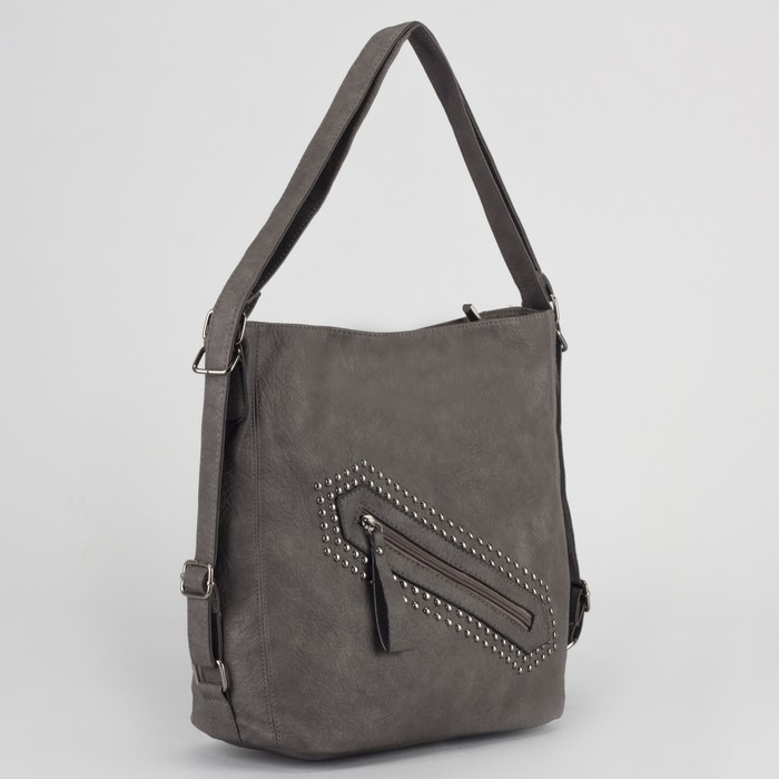 Сумка-рюкзак, отдел на молнии, 2 наружных кармана, цвет серый