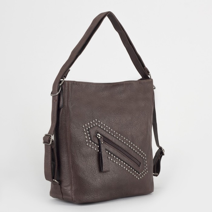 Сумка-рюкзак, отдел на молнии, 2 наружных кармана, цвет кофе