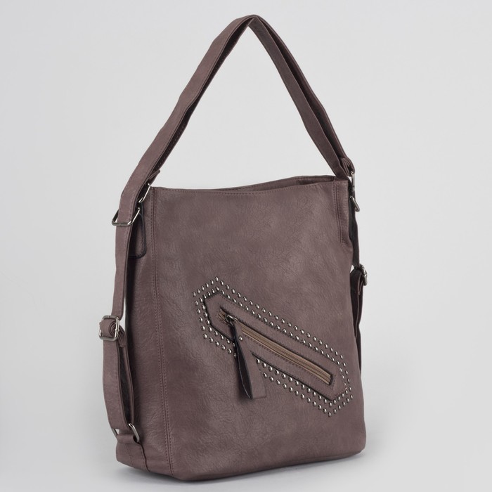 Сумка-рюкзак, отдел на молнии, 2 наружных кармана, цвет пудровый