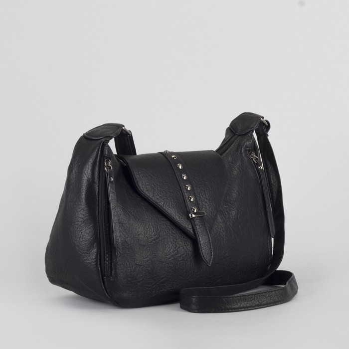 Сумка женская, отдел на молнии, 3 наружных кармана, цвет чёрный