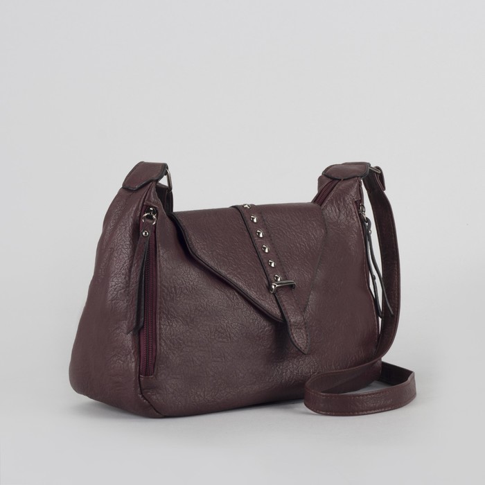 Сумка женская, отдел на молнии, 3 наружных кармана, цвет бордовый