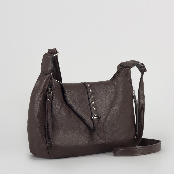 Сумка женская, отдел на молнии, 3 наружных кармана, цвет кофе