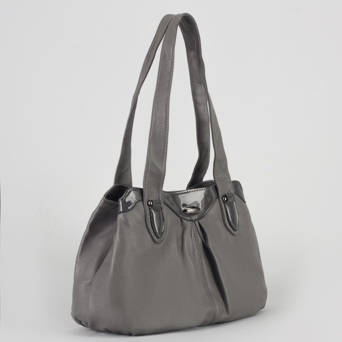 Сумка женская, 2 отдела на молниях, наружный карман, цвет серый