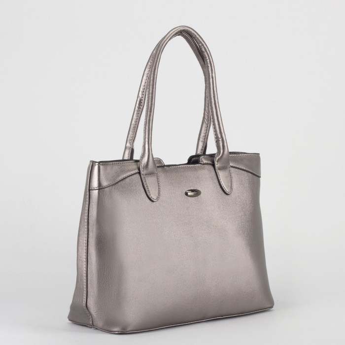 Сумка женская, отдел с перегородкой на молнии, наружный карман, цвет серебристый