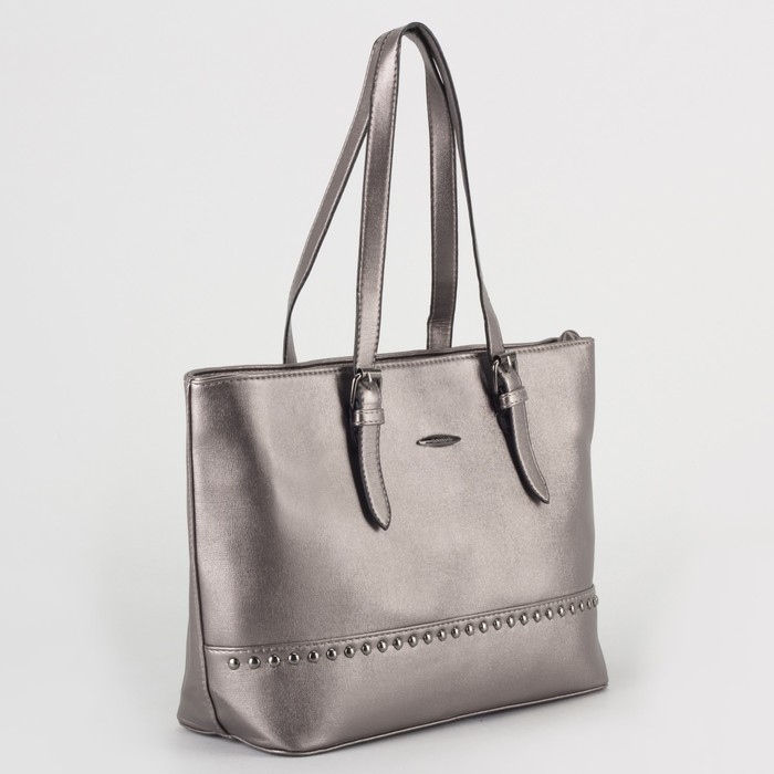 Сумка женская, отдел с перегородкой на молнии, наружный карман, цвет серебристый