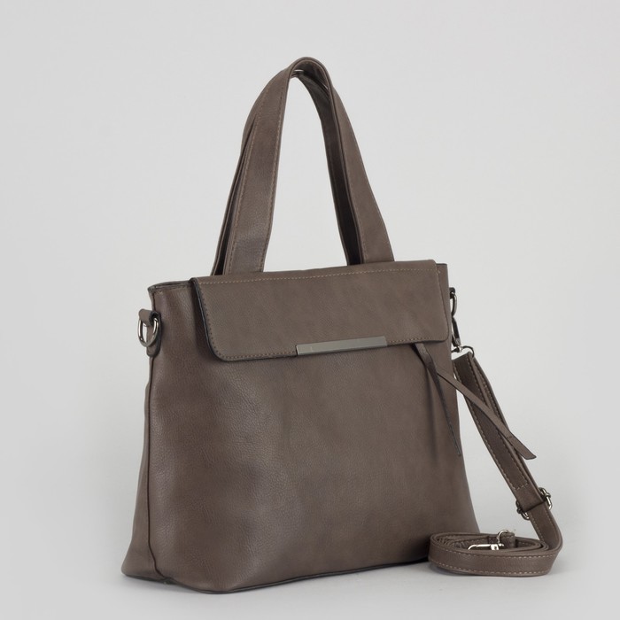 Сумка женская, отдел с перегородкой на молнии, 2 наружных кармана, длинный ремень, цвет хаки