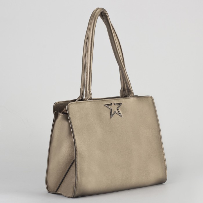 Сумка женская, отдел с перегородкой на молнии, наружный карман, цвет золотой