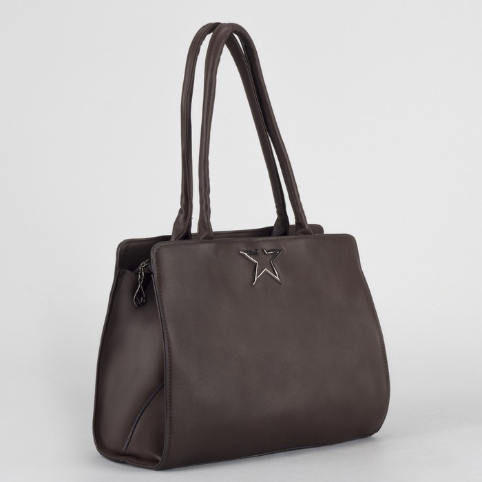 Сумка женская, отдел с перегородкой на молнии, наружный карман, цвет кофе