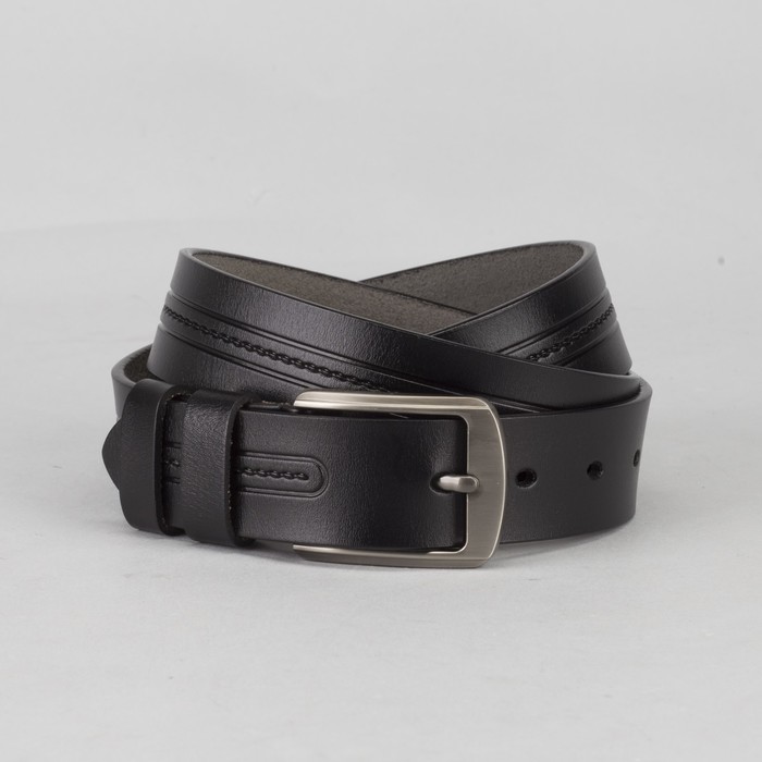 Ремень мужской, пряжка тёмный металл, цвет чёрный