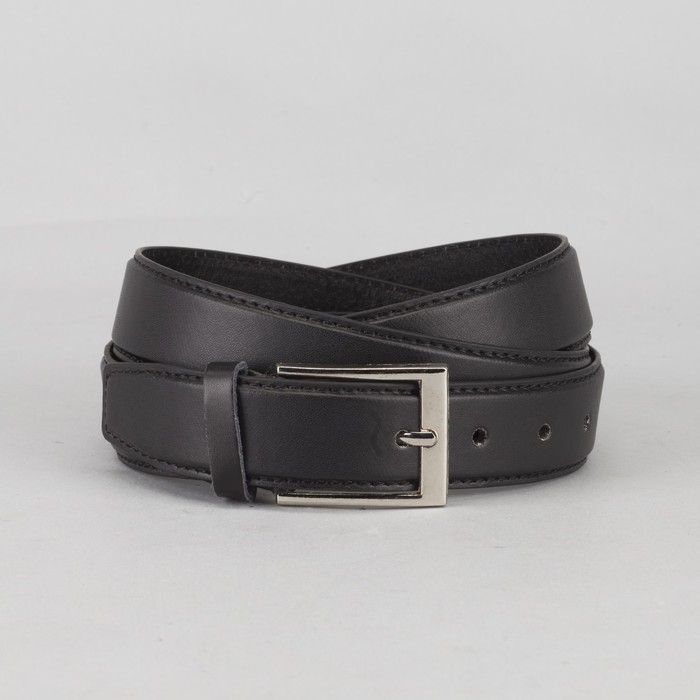 Ремень мужской, гладкий, пряжка металл, цвет чёрный