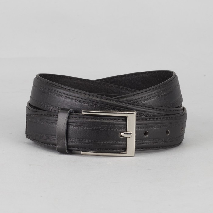 Ремень мужской, гладкий, пряжка металл, цвет чёрный