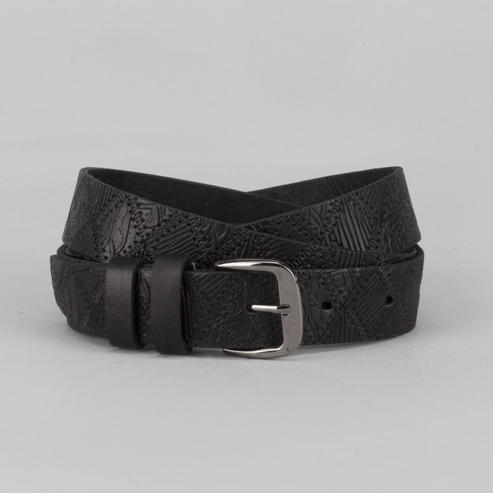 Ремень мужской, пряжка тёмный металл, цвет чёрный