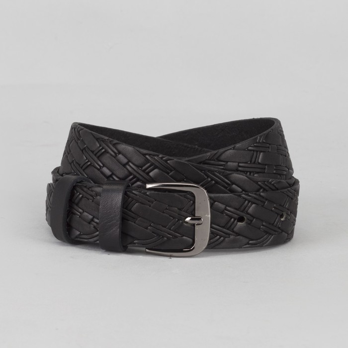 Ремень мужской, плетение, пряжка тёмный металл, цвет чёрный