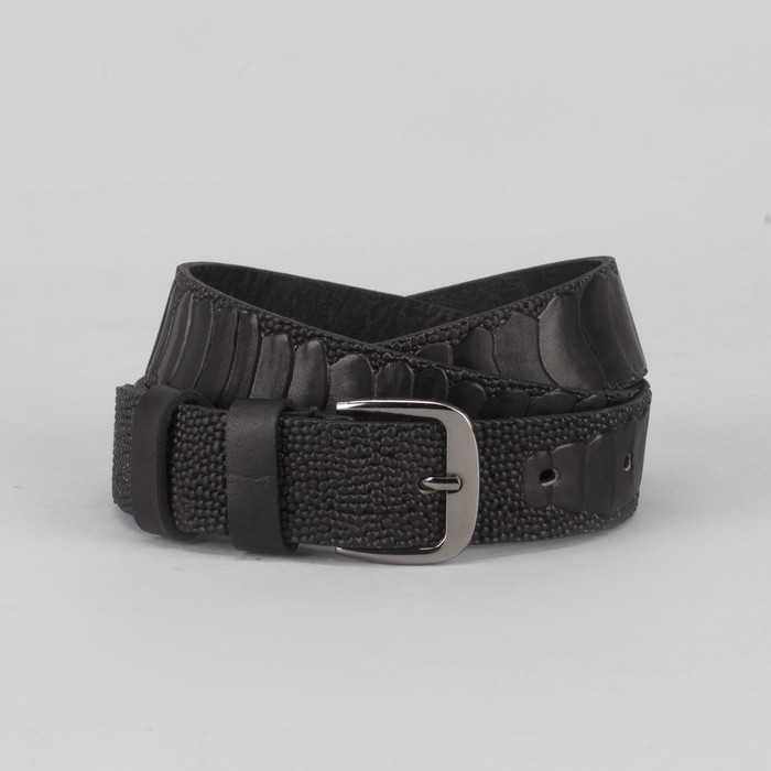 Ремень мужской, скат, пряжка тёмный металл, цвет чёрный