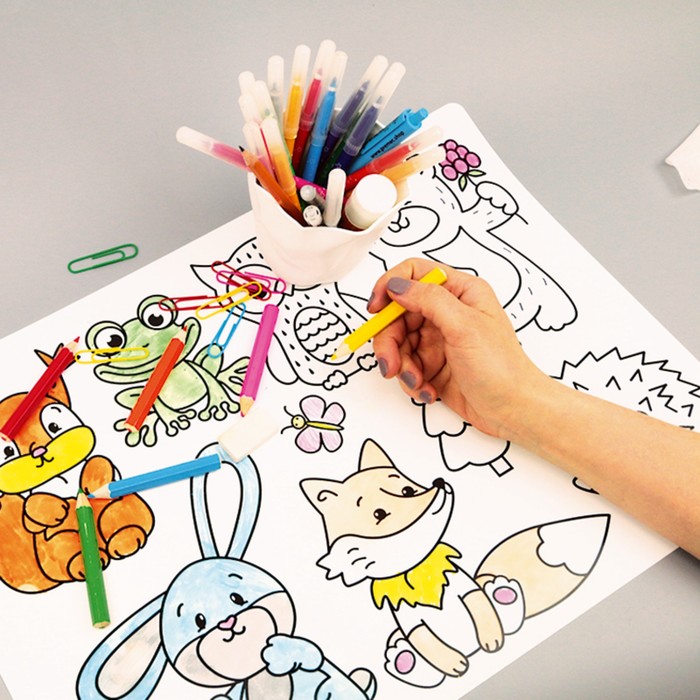 Коврик-раскраска многоразовый "Лесные зверюшки" 48 х 34 см прозрачный