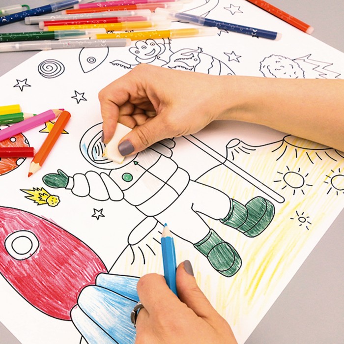 Коврик-раскраска многоразовый "Космос" 48 х 34 см