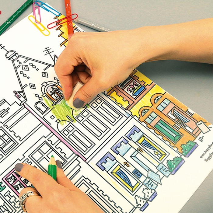 Коврик-раскраска многоразовый "Город" 48 х 34 см