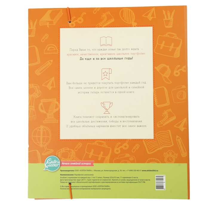 Альбом "Мои школьные годы" книга с карманами на 11 лет
