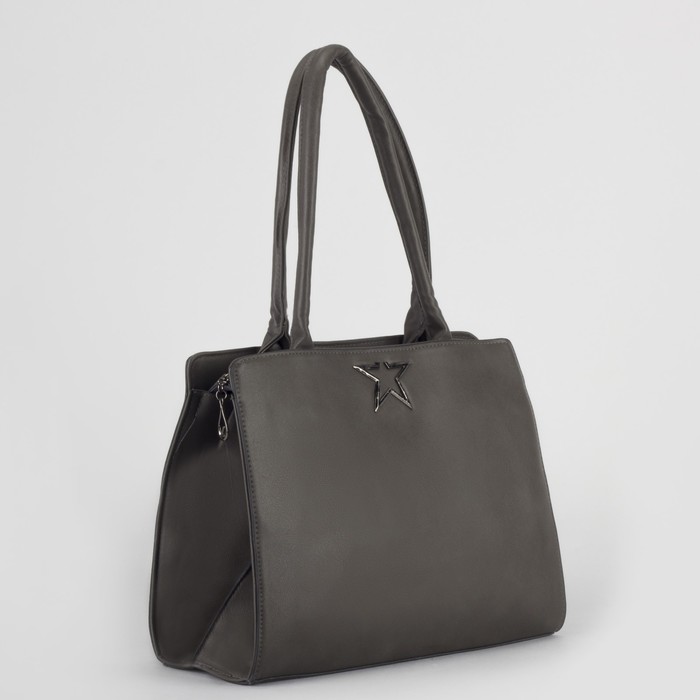 Сумка женская, отдел с перегородкой на молнии, наружный карман, цвет серый