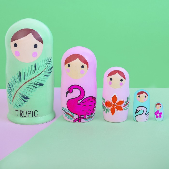 Матрешка 5 кукольная "Тропики" 16 см