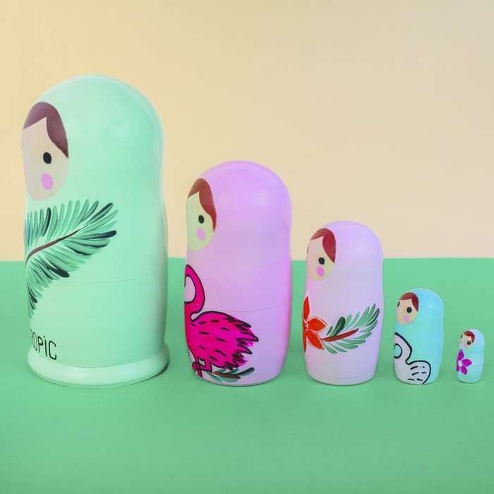 Матрешка 5 кукольная "Тропики" 16 см