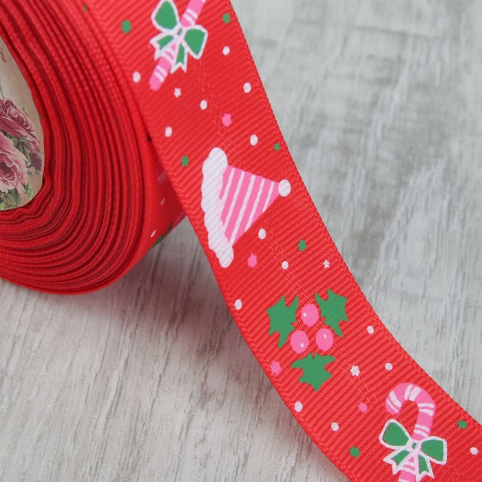 Лента репсовая «Колпак», 25мм, 18±1м, цвет красный