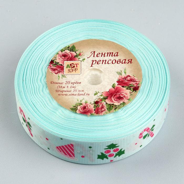 Лента репсовая «Колпак», 25мм, 18±1м, цвет голубой