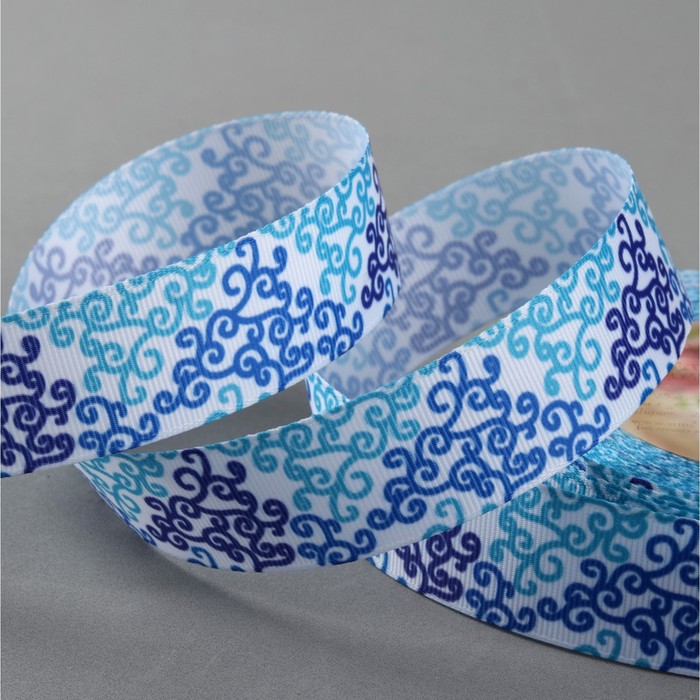 Лента репсовая «Узоры», 25мм, 18±1м, цвет белый