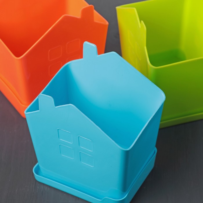 Сушилка для столовых приборов с поддоном "Домик" 11,5x9x14 см, цвета МИКС