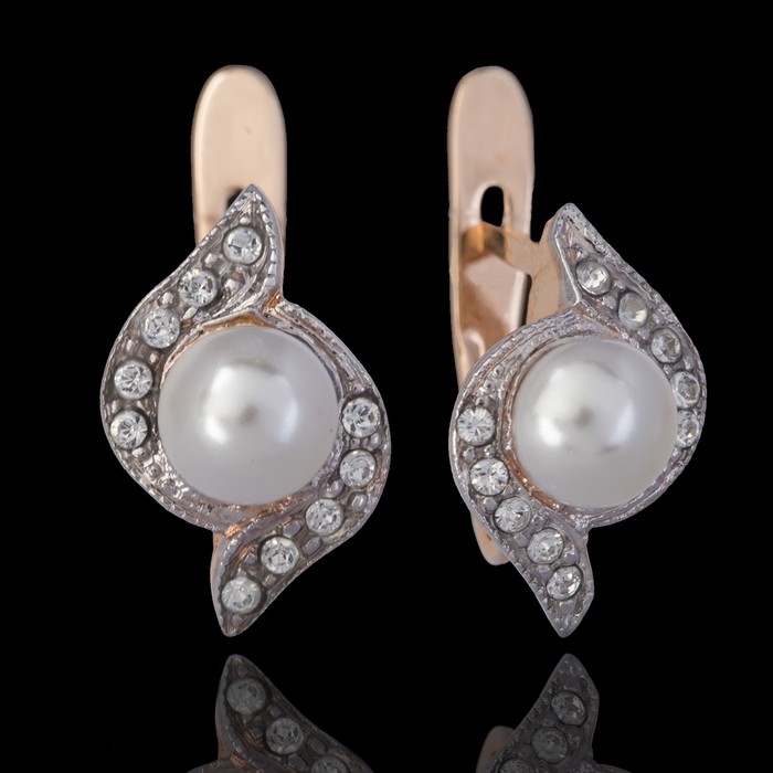 Серьги "Бриз", цвет белый в золоте