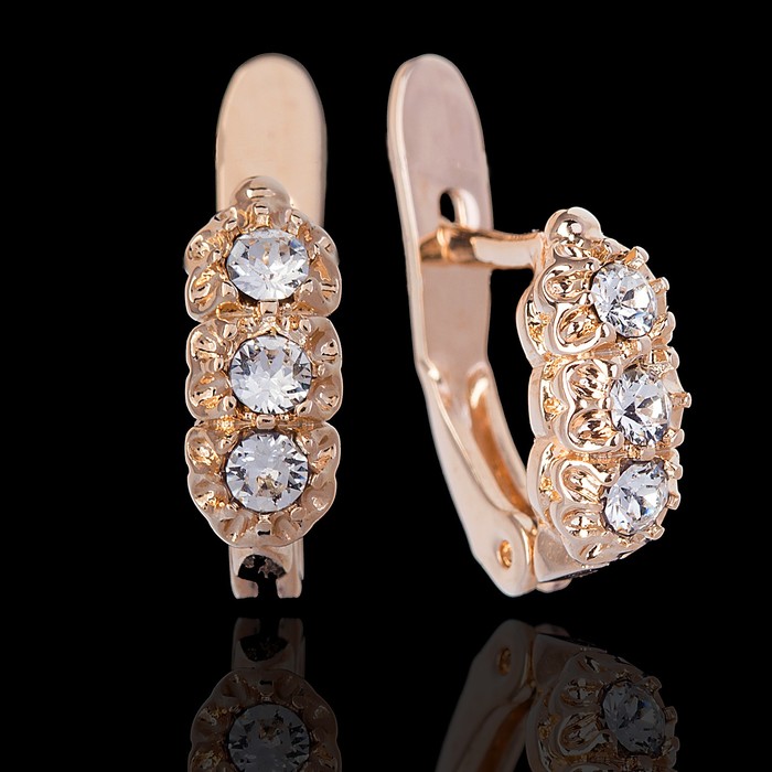 Серьги "Светофор", цвет белый в золоте