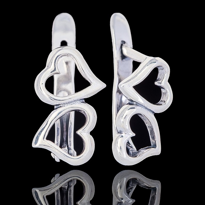 Серьги "Котильон", цвет чернёное серебро