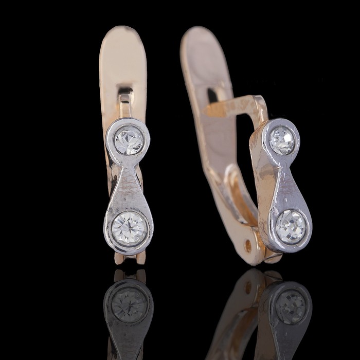 Серьги "Слезинка", цвет белый в золоте