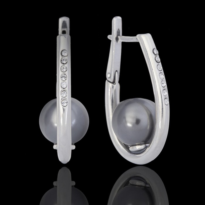 Серьги "Эол", цвет чёрный в чернёном серебре